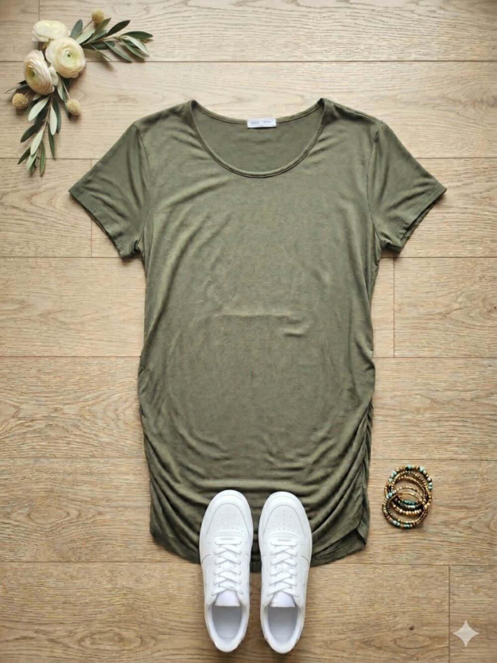 Olive Green Short Sleeve Tunic Tee